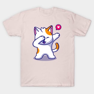 Cute Cat Dabbing Cartoon T-Shirt